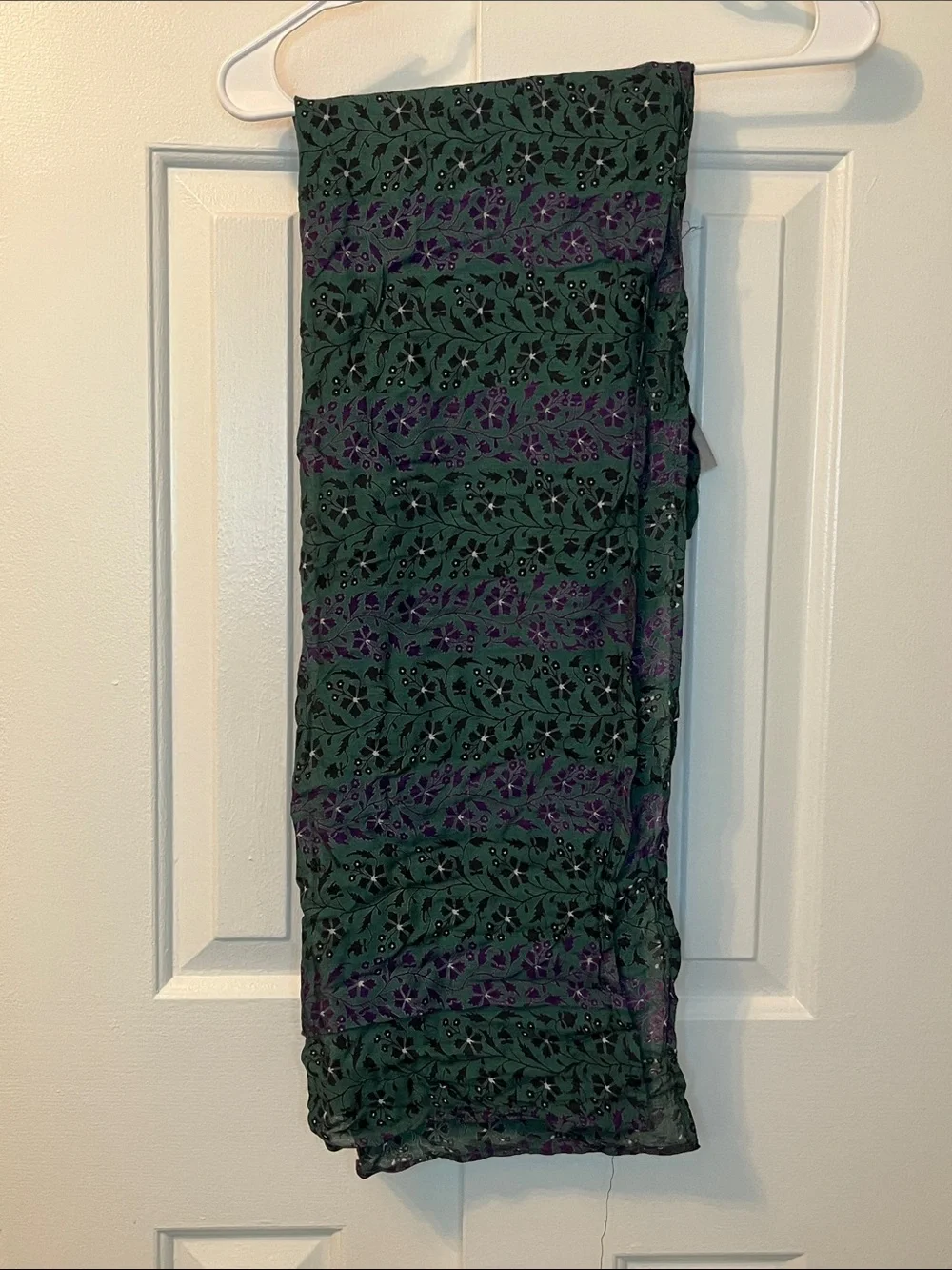 Vintage Putumayo Square Scarf Green Purple Floral